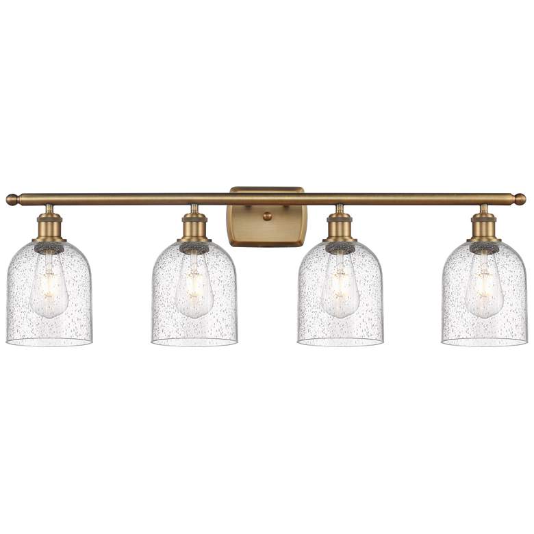 Image 1 Ballston Bella 35.5"W 4-Light Brushed Brass Bath Light w/ Seedy Shade
