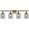 Ballston Bella 35.5"W 4-Light Brushed Brass Bath Light w/ Smoke Shade