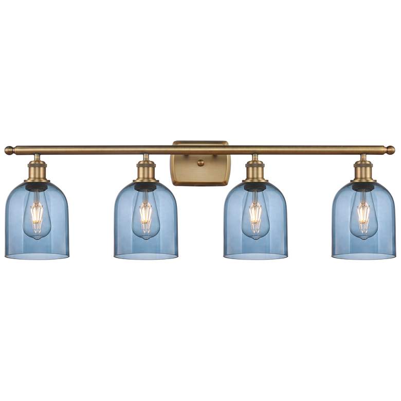 Image 1 Ballston Bella 35.5"W 4-Light Brushed Brass Bath Vanity Light w/ Blue