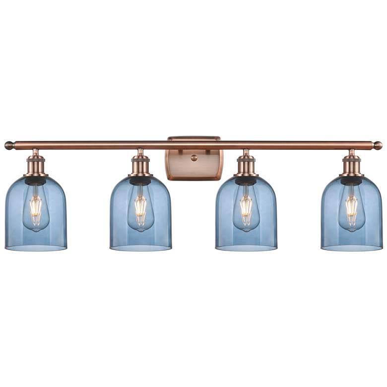 Image 1 Ballston Bella 35.5"W 4-Light Copper Bath Vanity Light w/ Blue Shade