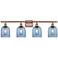 Ballston Bella 35.5"W 4-Light Copper Bath Vanity Light w/ Blue Shade
