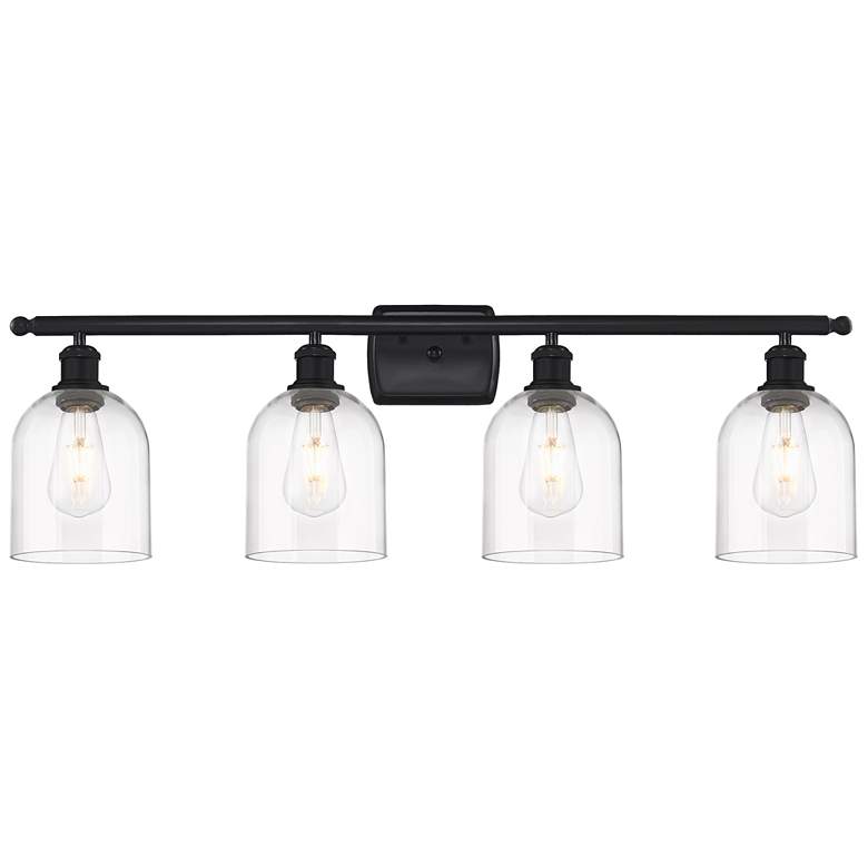 Image 1 Ballston Bella 35.5"W 4-Light Matte Black Bath Vanity Light w/ Clear S