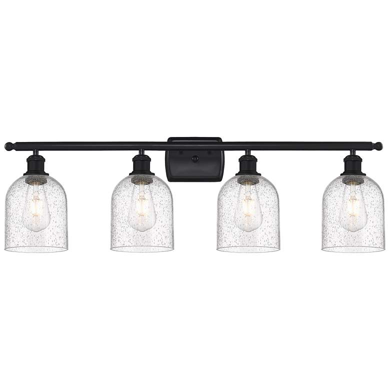 Image 1 Ballston Bella 35.5"W 4-Light Matte Black Bath Vanity Light w/ Seedy S
