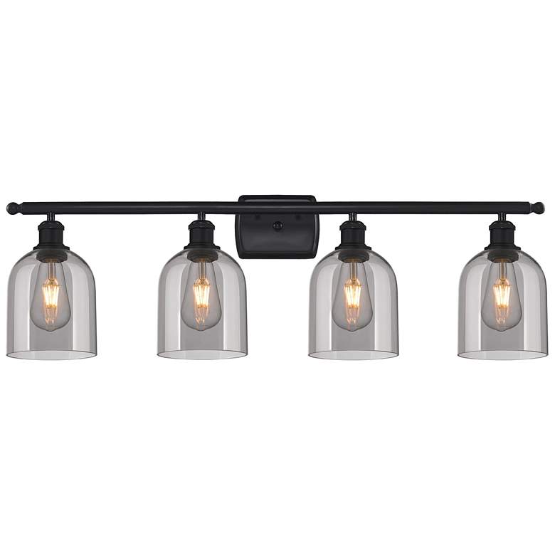 Image 1 Ballston Bella 35.5"W 4-Light Matte Black Bath Vanity Light w/ Smoke S