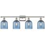 1_Ballston Bella 35.5"W 4-Light Polished Nickel Bath Light w/ Blue Shade
