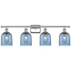 Ballston Bella 35.5"W 4-Light Polished Nickel Bath Light w/ Blue Shade