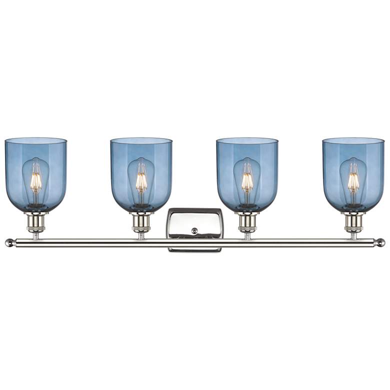 Image 2 Ballston Bella 35.5"W 4-Light Polished Nickel Bath Light w/ Blue Shade more views