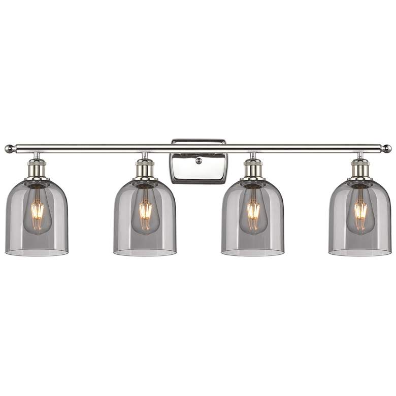 Image 1 Ballston Bella 35.5"W 4-Light Polished Nickel Bath Light w/ Smoke Shad