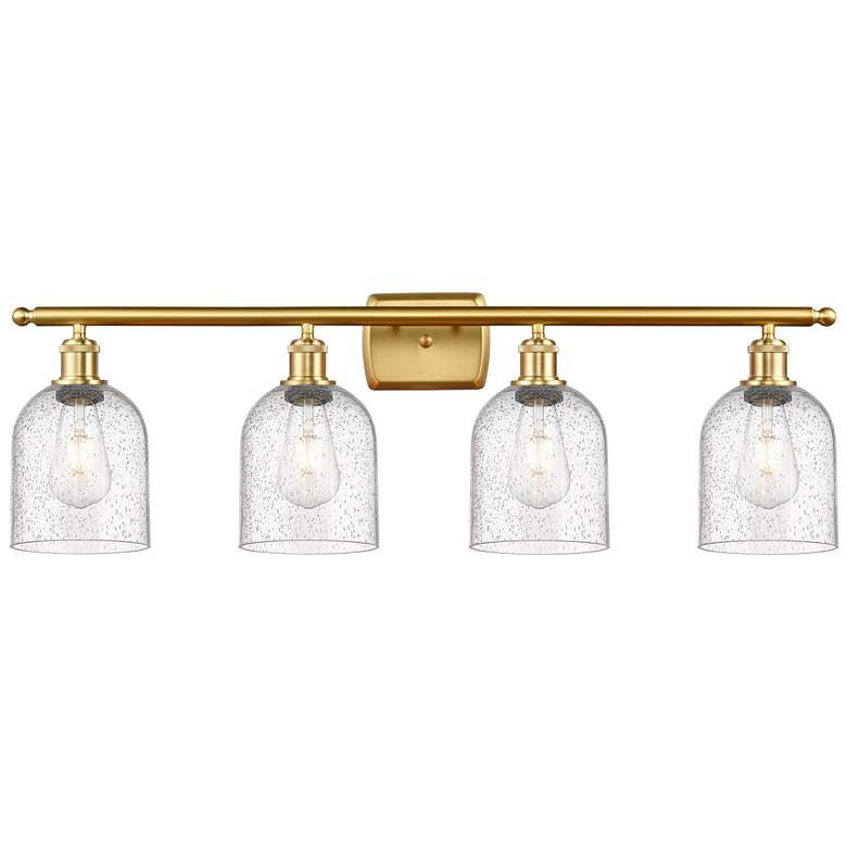 Image 1 Ballston Bella 35.5"W 4-Light Satin Gold Bath Vanity Light w/ Seedy Sh