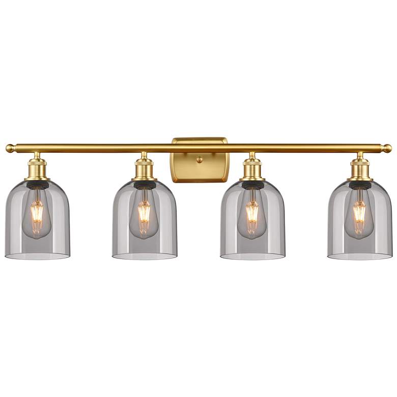Image 1 Ballston Bella 35.5"W 4-Light Satin Gold Bath Vanity Light w/ Smoke Sh