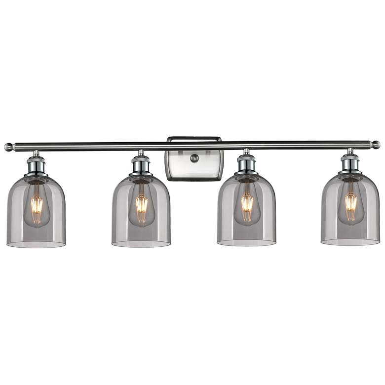 Image 1 Ballston Bella 35.5"W 4-Light Satin Nickel Bath Vanity Light w/ Smoke