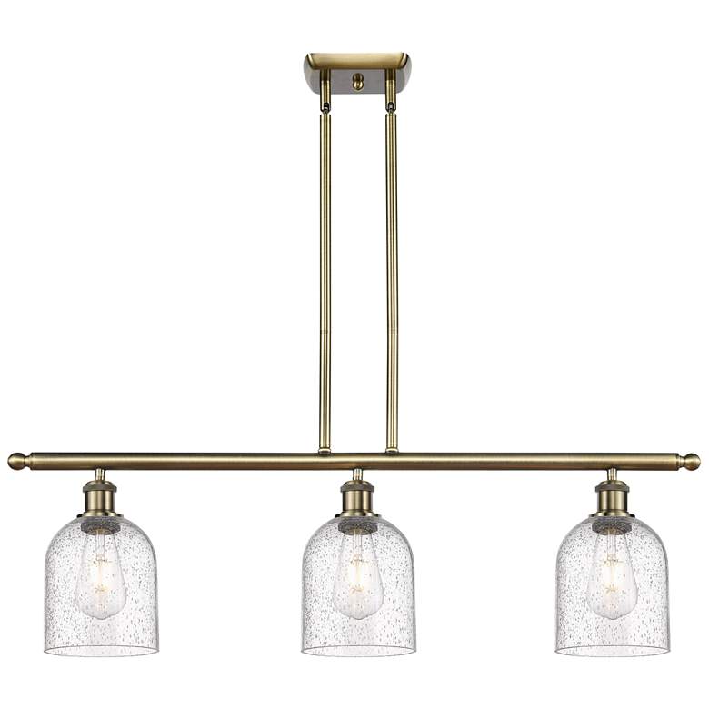 Image 1 Ballston Bella 36"W 3-Light Antique Brass Stem Island Light w/ Seedy S