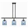 Ballston Bella 36"W 3-Light Black Brass Stem Island Light w/ Blue Shad