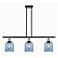 Ballston Bella 36"W 3-Light Black Brass Stem Island Light w/ Blue Shad
