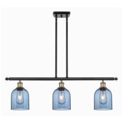 Ballston Bella 36"W 3-Light Black Brass Stem Island Light w/ Blue Shad