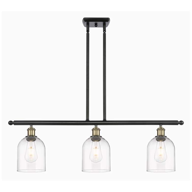 Image 1 Ballston Bella 36"W 3-Light Black Brass Stem Island Light w/ Clear Sha