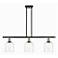 Ballston Bella 36"W 3-Light Black Brass Stem Island Light w/ Clear Sha