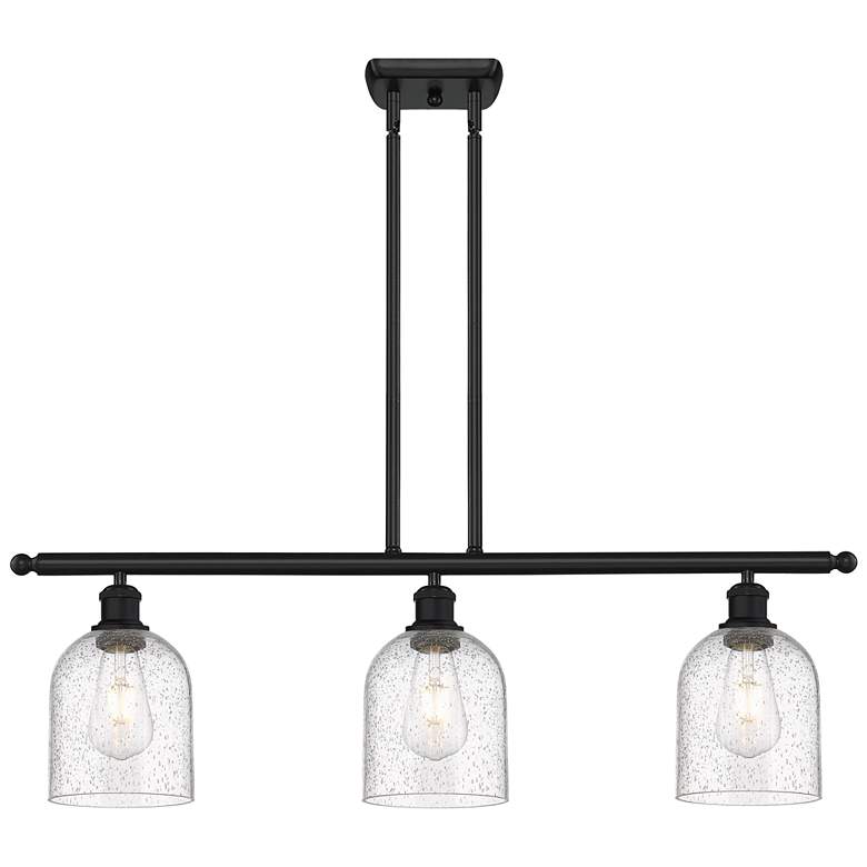 Image 1 Ballston Bella 36"W 3-Light Black Stem Island Light w/ Seedy Shade