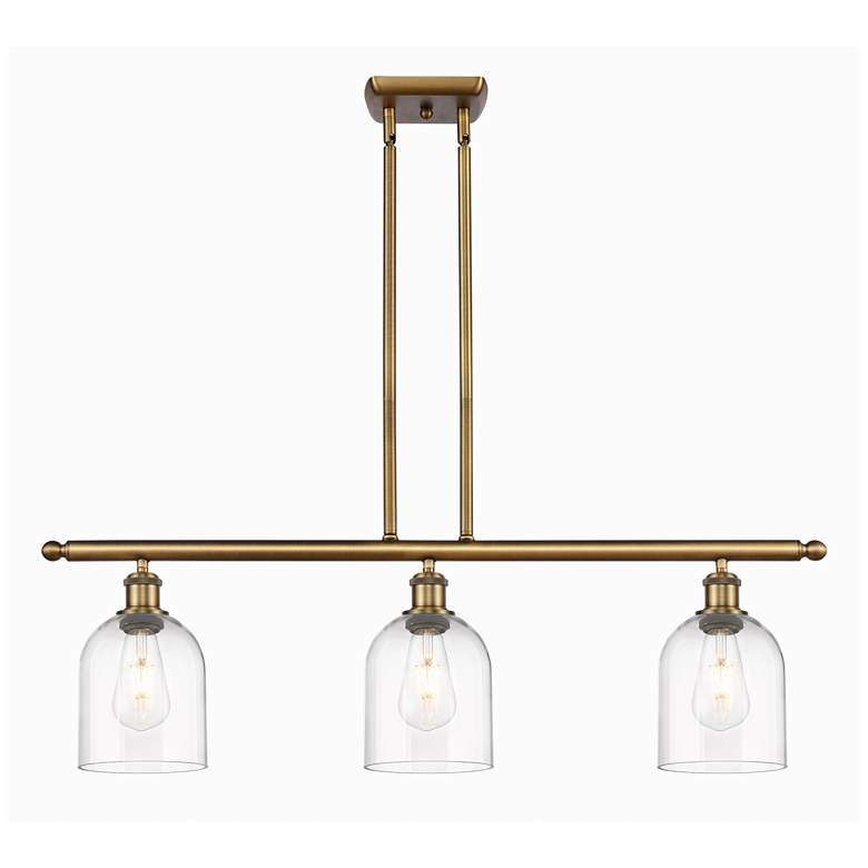 Image 1 Ballston Bella 36"W 3-Light Brushed Brass Stem Island Light w/ Clear S