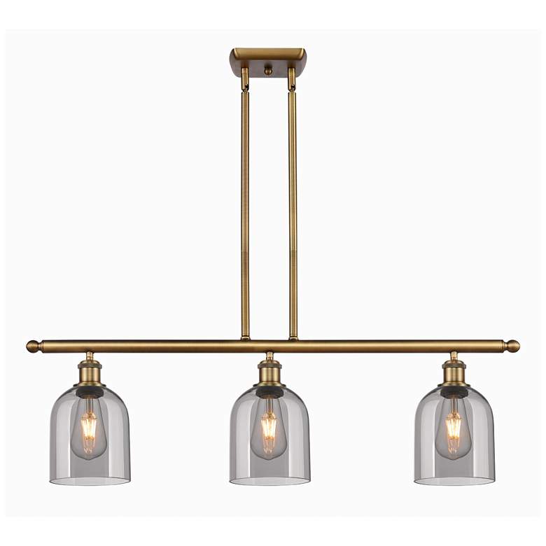 Image 1 Ballston Bella 36"W 3-Light Brushed Brass Stem Island Light w/ Smoke S