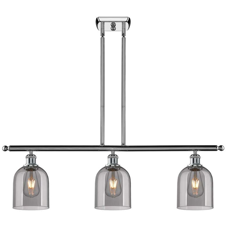 Image 1 Ballston Bella 36"W 3-Light Chrome Stem Island Light w/ Smoke Shade