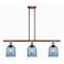 Ballston Bella 36"W 3-Light Copper Stem Island Light w/ Blue Shade