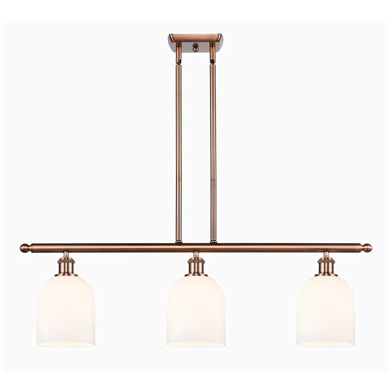 Image 1 Ballston Bella 36"W 3-Light Copper Stem Island Light w/ Gloss White Sh