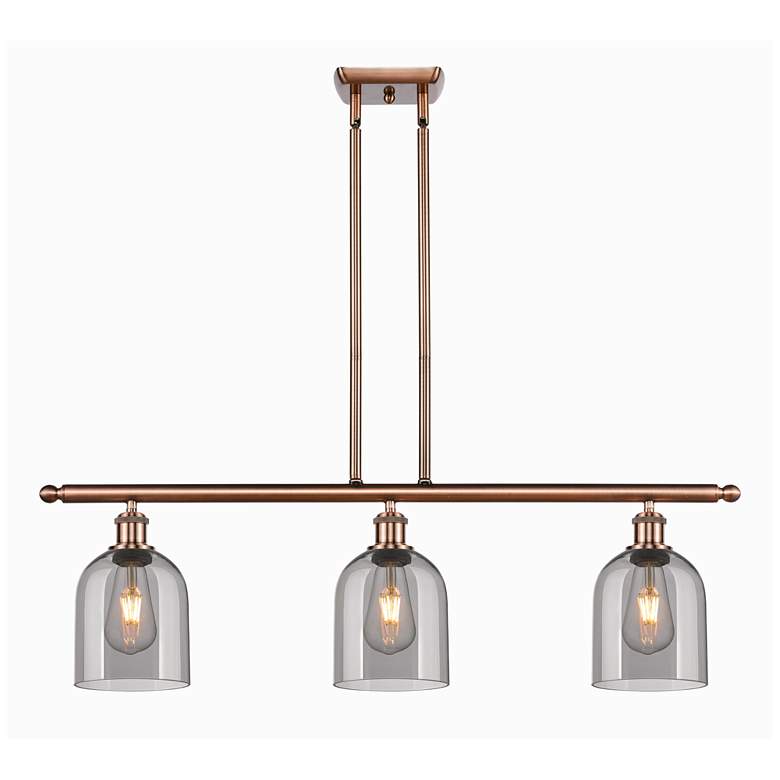 Image 1 Ballston Bella 36"W 3-Light Copper Stem Island Light w/ Smoke Shade