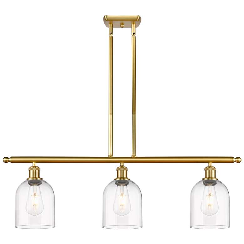 Image 1 Ballston Bella 36"W 3-Light Gold Stem Island Light w/ Clear Shade