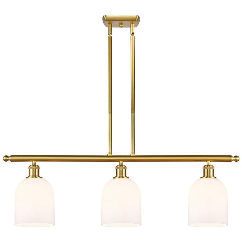 Image 1 Ballston Bella 36"W 3-Light Gold Stem Island Light w/ Gloss White Shad