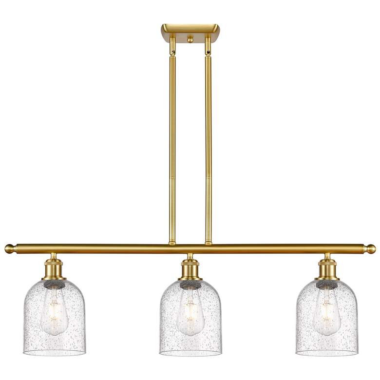 Image 1 Ballston Bella 36"W 3-Light Gold Stem Island Light w/ Seedy Shade