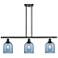 Ballston Bella 36"W 3-Light Oiled Bronze Stem Island Light w/ Blue Sha