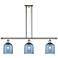 Ballston Bella 36"W 3-Light Polished Nickel Stem Island Light w/ Blue