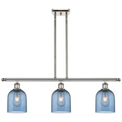 Ballston Bella 36"W 3-Light Polished Nickel Stem Island Light w/ Blue