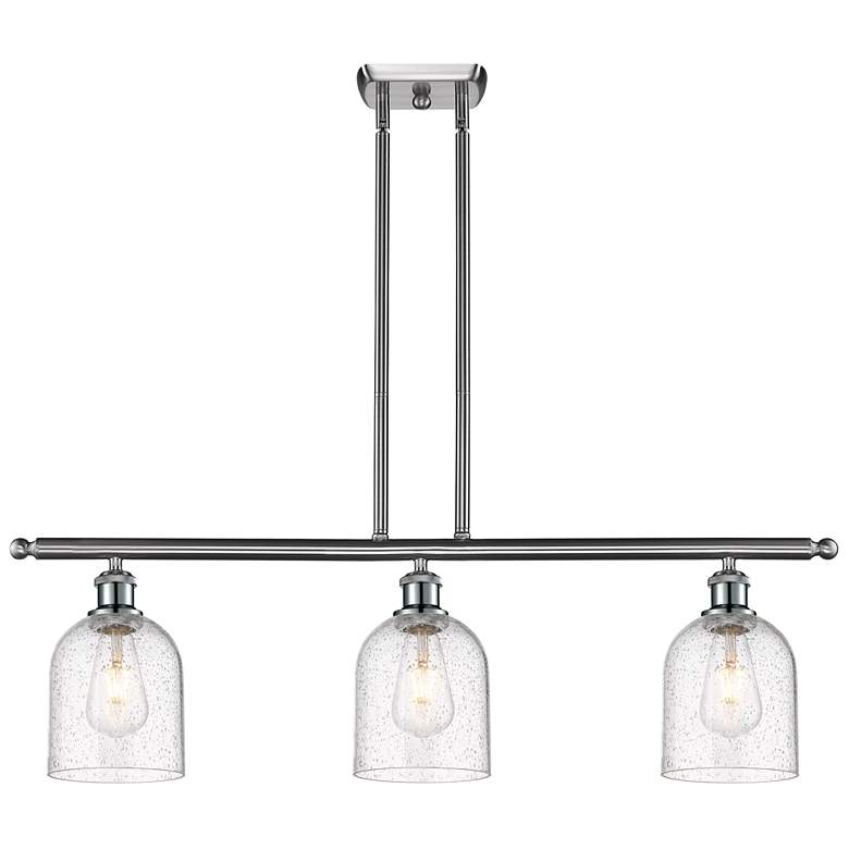 Image 1 Ballston Bella 36"W 3-Light Satin Nickel Stem Island Light w/ Seedy Sh