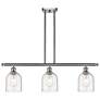 Ballston Bella 36"W 3-Light Satin Nickel Stem Island Light w/ Seedy Sh