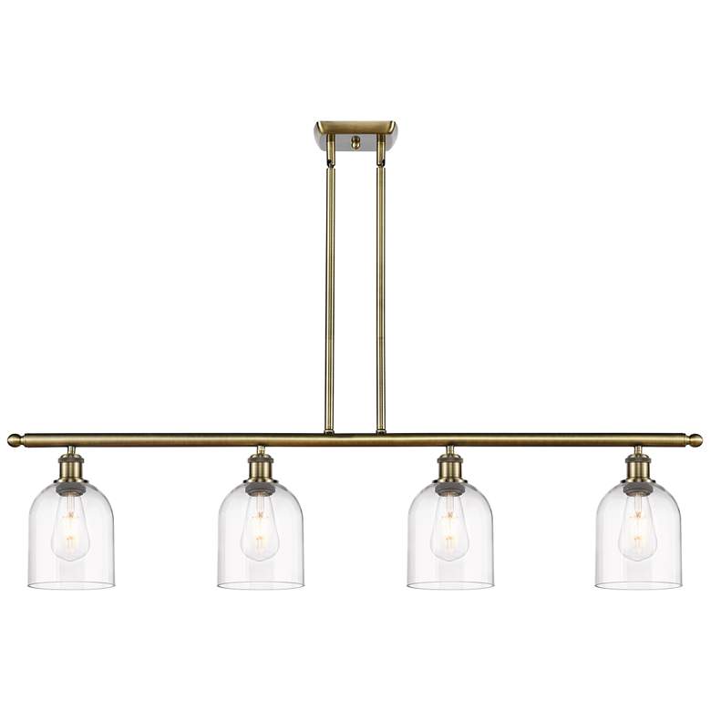 Image 1 Ballston Bella 48"W 4-Light Antique Brass Stem Island Light w/ Clear S