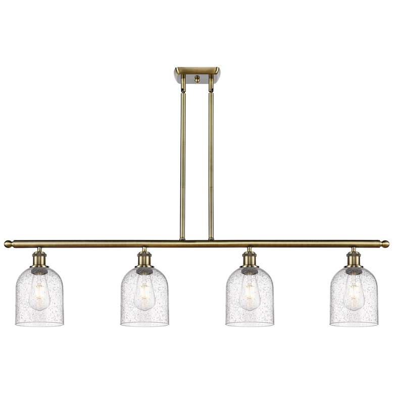 Image 1 Ballston Bella 48"W 4-Light Antique Brass Stem Island Light w/ Seedy S