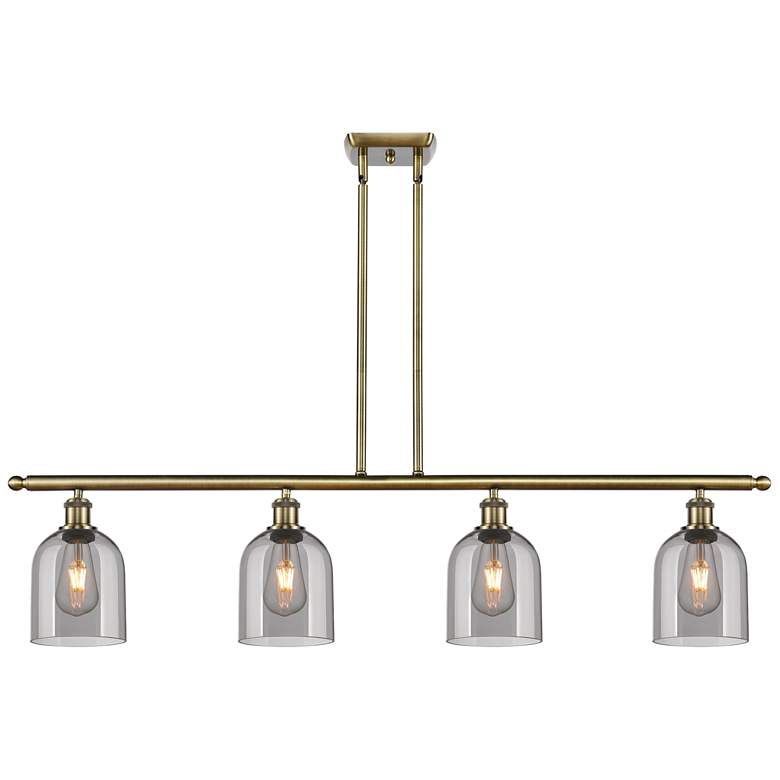 Image 1 Ballston Bella 48"W 4-Light Antique Brass Stem Island Light w/ Smoke S