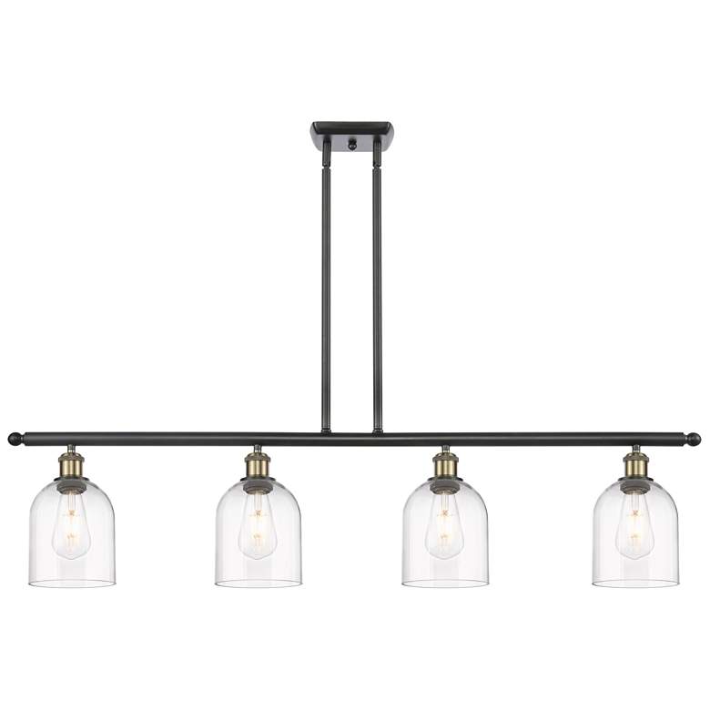 Image 1 Ballston Bella 48"W 4-Light Black Brass Stem Island Light w/ Clear Sha