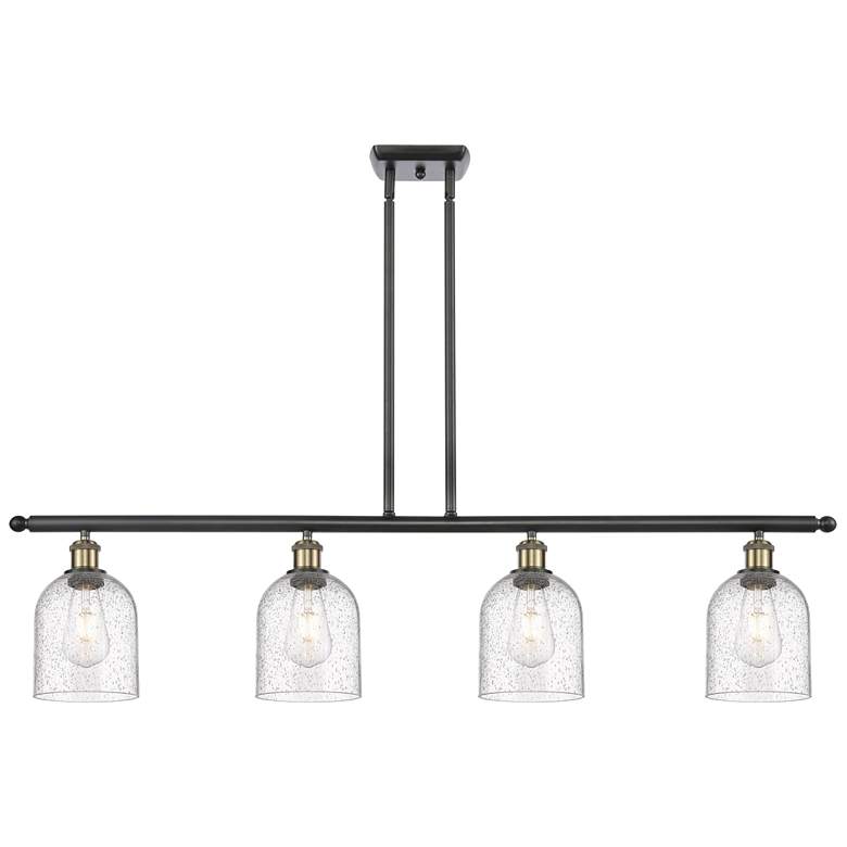 Image 1 Ballston Bella 48"W 4-Light Black Brass Stem Island Light w/ Seedy Sha