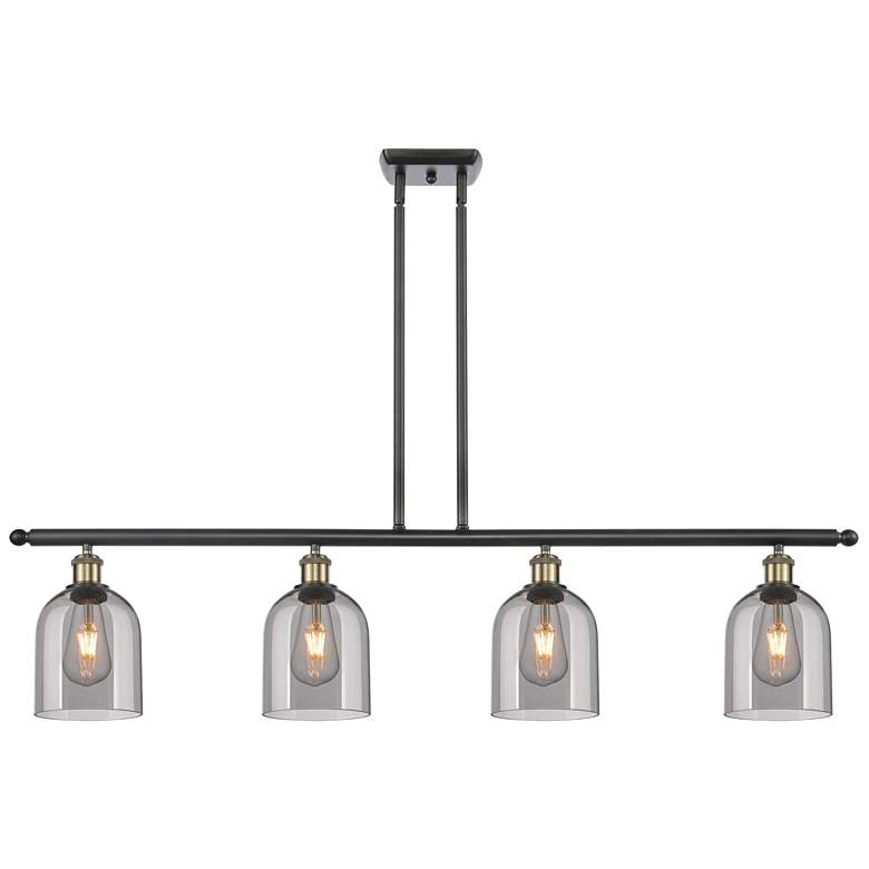 Image 1 Ballston Bella 48"W 4-Light Black Brass Stem Island Light w/ Smoke Sha