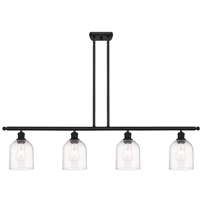 Image 1 Ballston Bella 48"W 4-Light Black Stem Island Light w/ Clear Shade