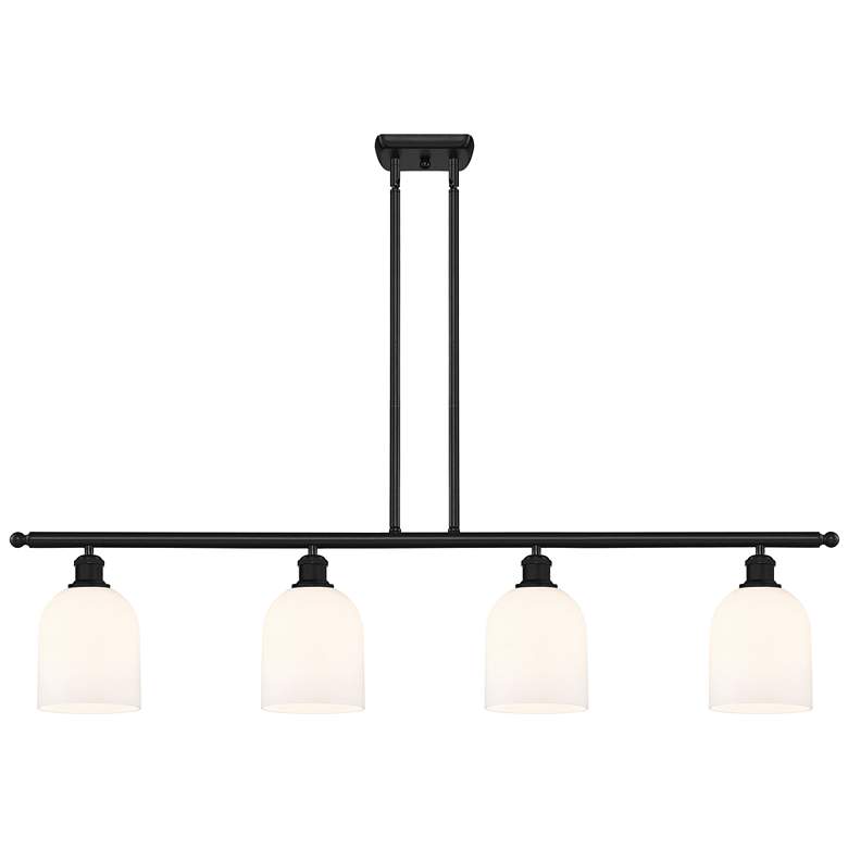 Image 1 Ballston Bella 48"W 4-Light Black Stem Island Light w/ Gloss White Sha