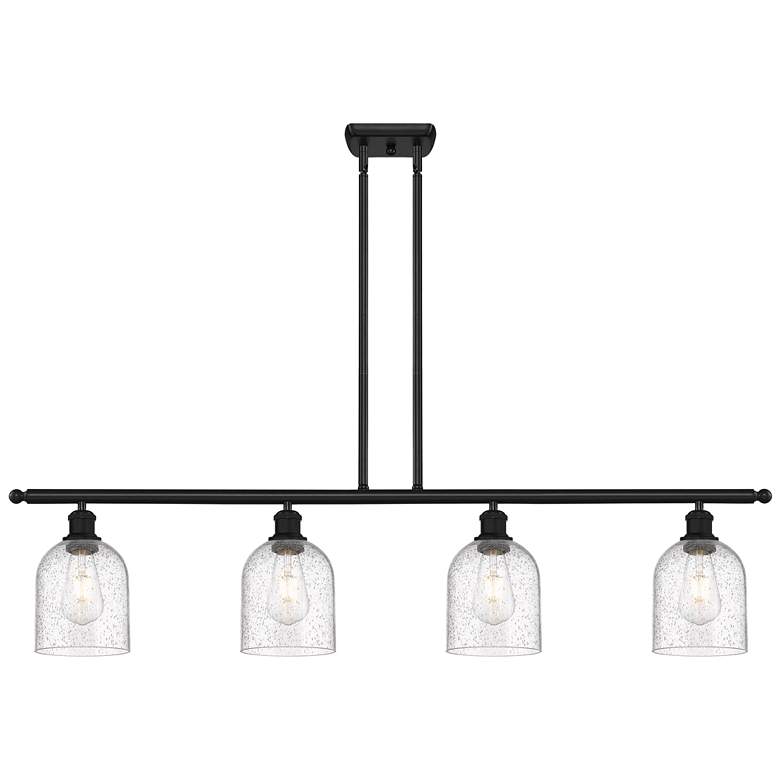 Image 1 Ballston Bella 48"W 4-Light Black Stem Island Light w/ Seedy Shade