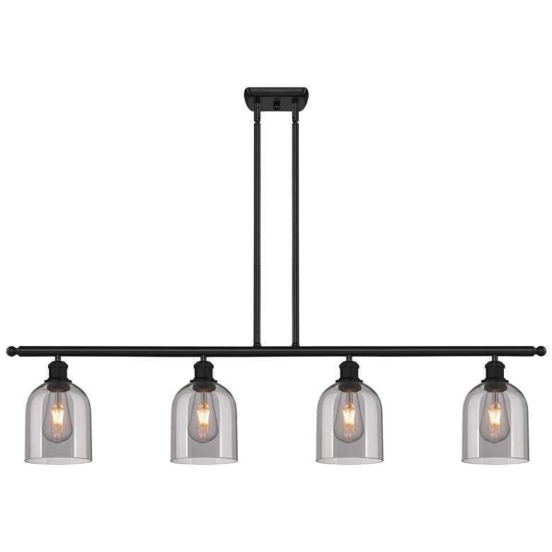 Image 1 Ballston Bella 48"W 4-Light Black Stem Island Light w/ Smoke Shade