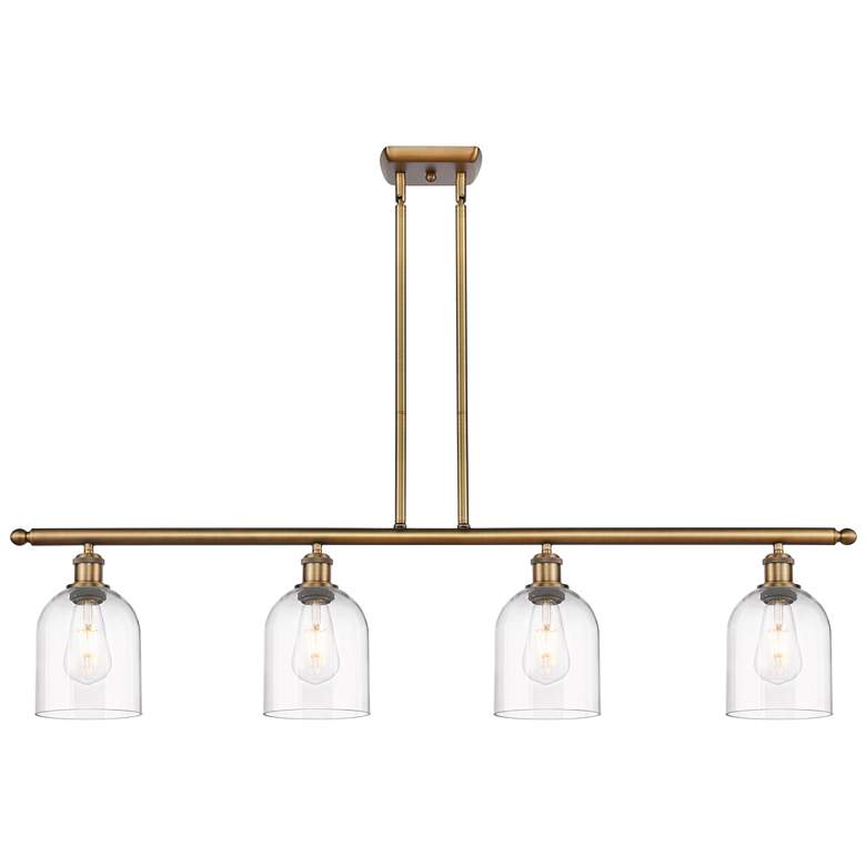 Image 1 Ballston Bella 48"W 4-Light Brushed Brass Stem Island Light w/ Clear S