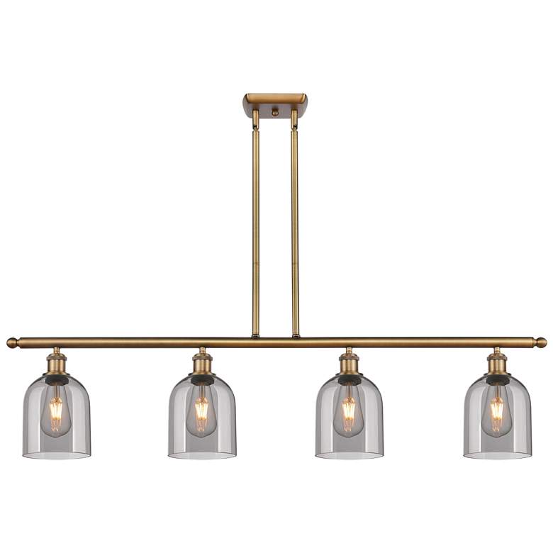 Image 1 Ballston Bella 48"W 4-Light Brushed Brass Stem Island Light w/ Smoke S