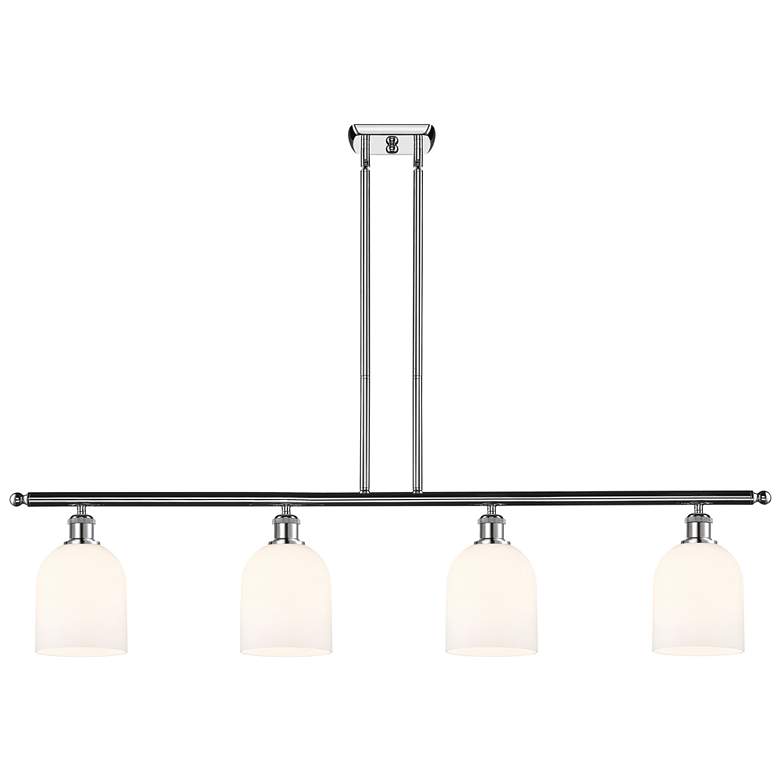 Image 1 Ballston Bella 48"W 4-Light Chrome Stem Island Light w/ Gloss White Sh