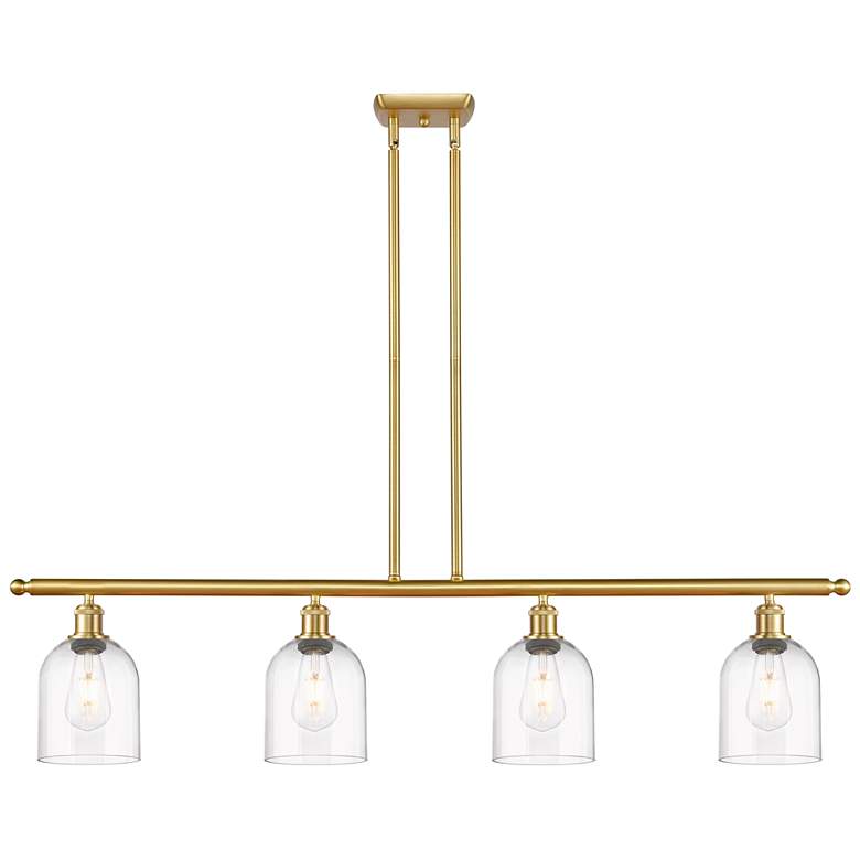 Image 1 Ballston Bella 48"W 4-Light Gold Stem Island Light w/ Clear Shade